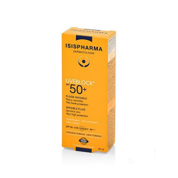 Isispharma Uveblock SPF50+ Invisble Fluid 40ml- Kem chống nắng dành cho da nhạy cảm